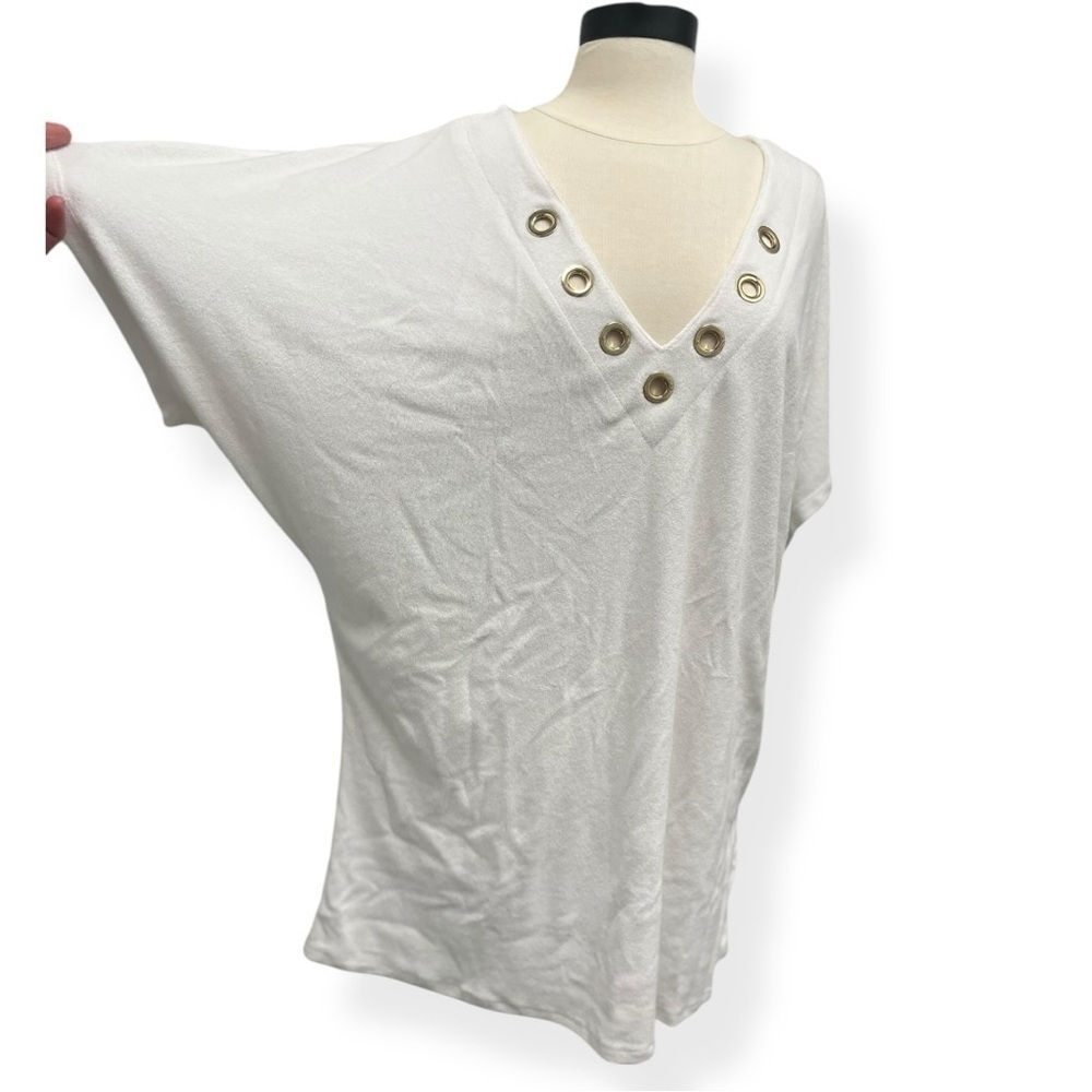 Michael Kors Terrycloth Oversize CoverUp White Tunic Shirt XS Old Money Prep NWT - Picture 4 of 7